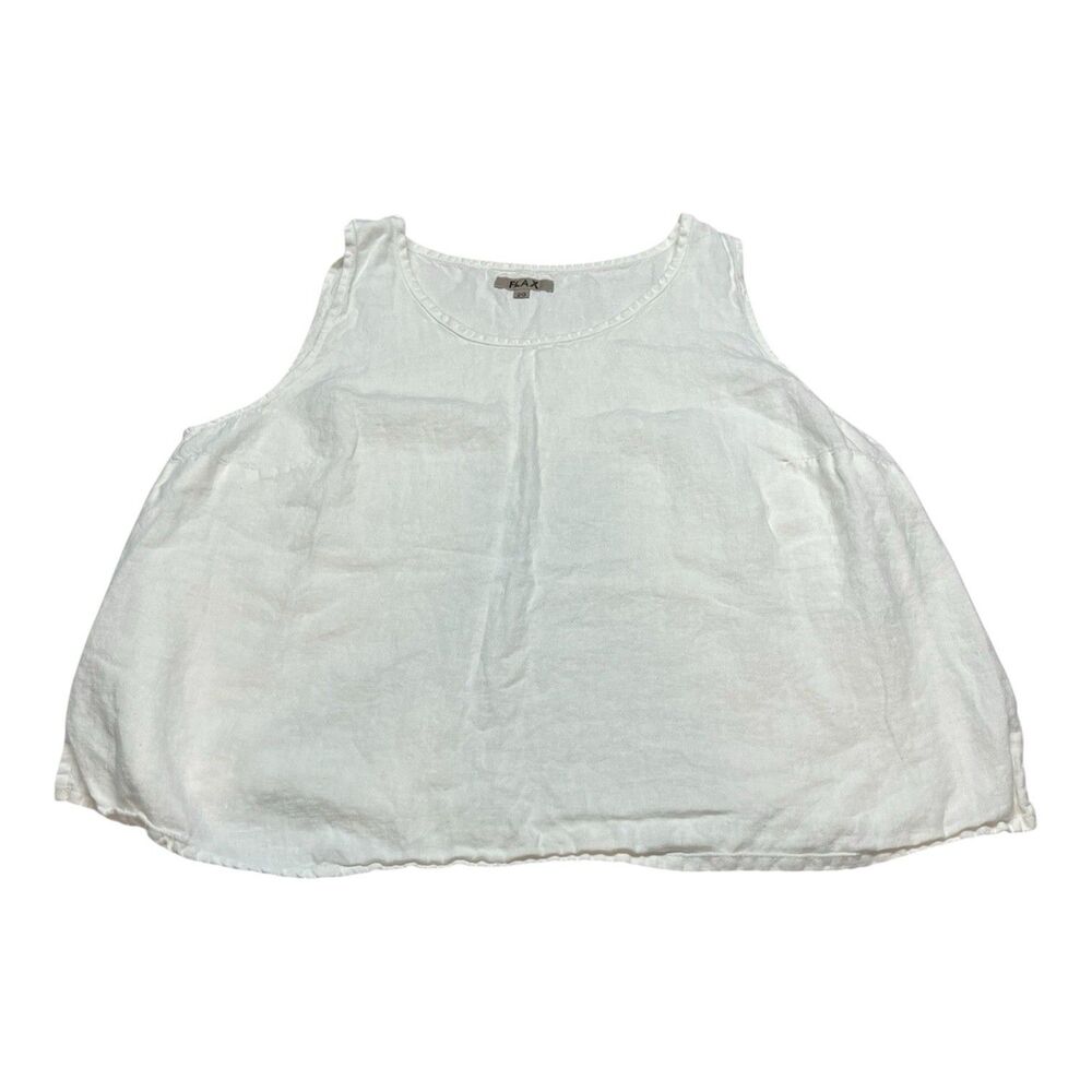 FLAX Fundamental Linen Tank Top White Lagenlook